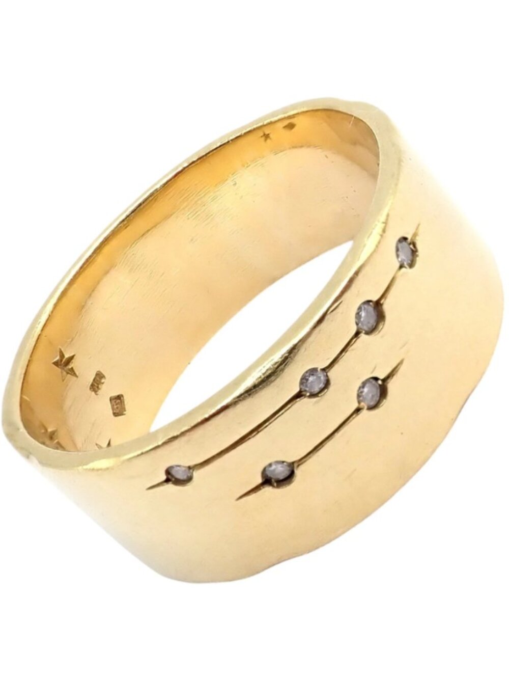 H. Stern 18k Yellow Gold Diamond Constellation Stars Code Band Ring sz 9.5